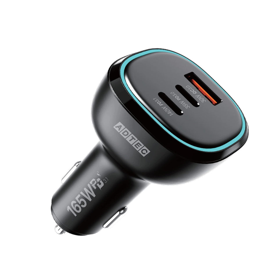アドテック ACPD-V165AC2 シガーソケット PD3.1充電器 165W 3ポート 【USB-Cx2+USB-A】カーチャージャー Macbook Pro DELL HP Dyanabook iPhone iPad Android Xperia Switch ACPD-V165AC2