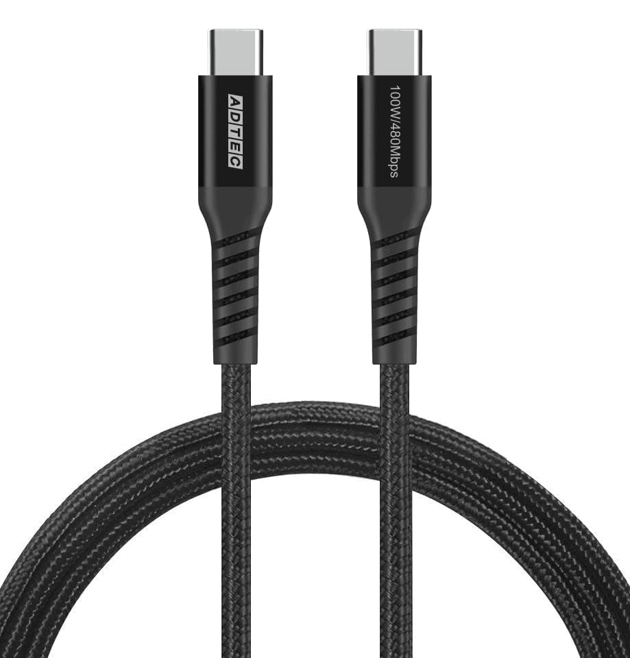 アドテック eMarker搭載 2m Type-C ケーブル PD充電対応 100W(20V/5A)対応 USB2.0(480Mbps) ブラック APC-V2010CC-U2-BK