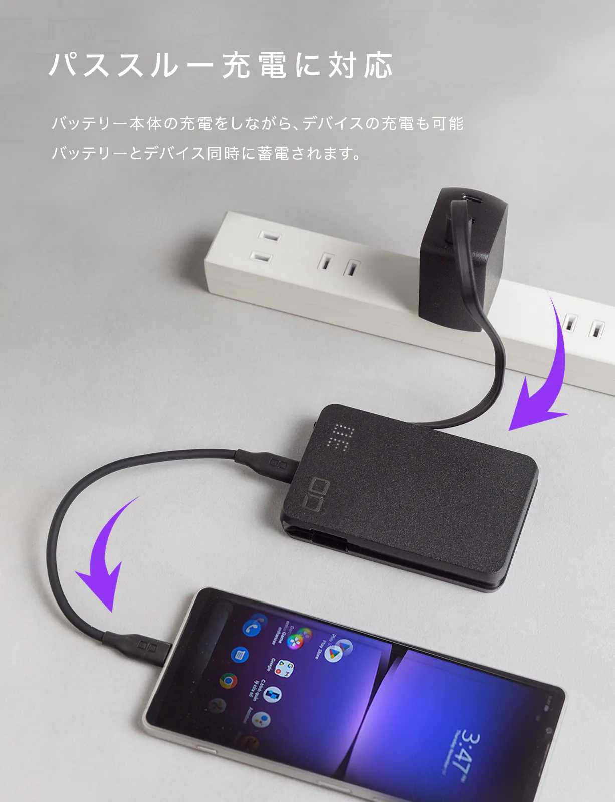 CIO SMARTCOBY Pro SLIM CABLE モバイルバッテリー ケーブル内蔵 Type-C 35W 10000mAh CIO-MB35W2C-10000-SC