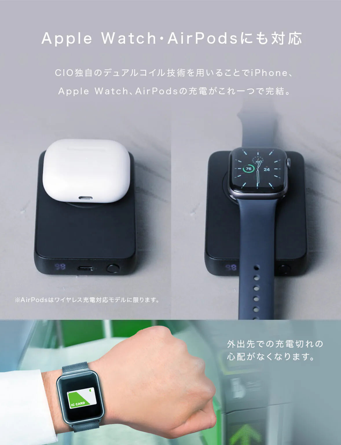 CIO SMARTCOBY Ex02 Wireless Charger(Magnet & Watch) plus Stand  モバイルバッテリー Qi対応 MagSafe マグネット吸着 ケーブル内蔵 薄型5000mAh USB-C 最大20W出力 CIO-MB20W1C-5000-EX02