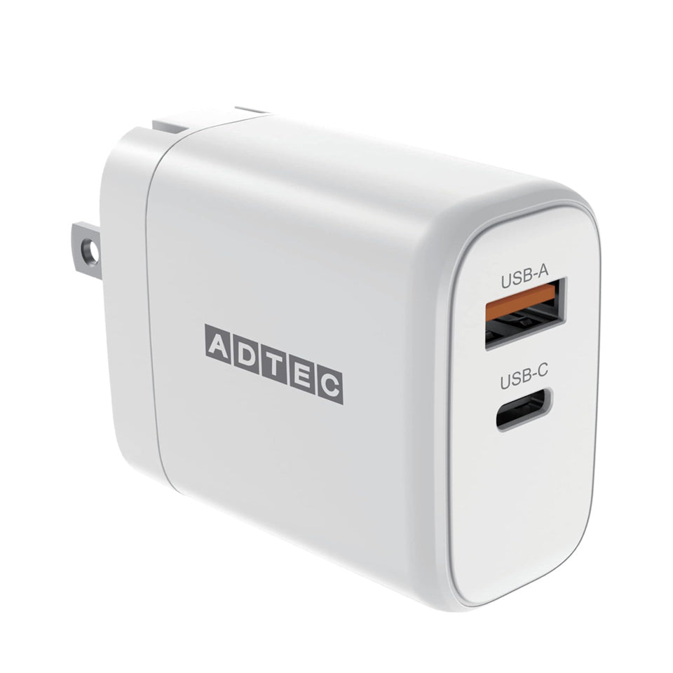 アドテック PD充電器 65W 2ポート【USB-C+USB-A】【PD3.0/GaN (窒化ガリウム) 】iPhone Android Xperia Switch ホワイト APD-V065AC-WH