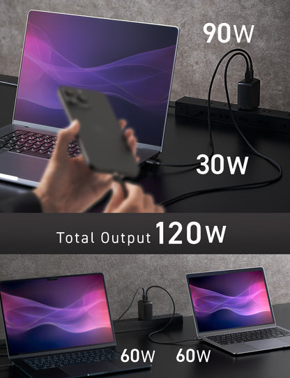 CIO NovaPort DUOⅡ 120W2C 120W 2ポート GaN急速充電器 CIO-G120W2C-N2