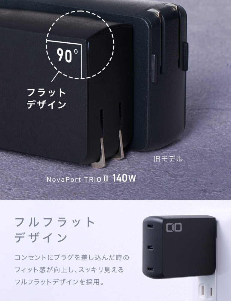 CIO NovaPort TRIOⅡ 140W3C 最大140W USB-C×3ポート搭載 高出力 GaN充電器 PD PPS対応 CIO-G140W3C-N2