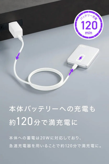 CIO SMARTCOBY SLIMⅡ Wireless 2.0 8K モバイルバッテリー 極薄幅12mm Qi2 MagSafe対応のスマホに対応 8000mAh  CIO-MB20W1C-8K-S2W15