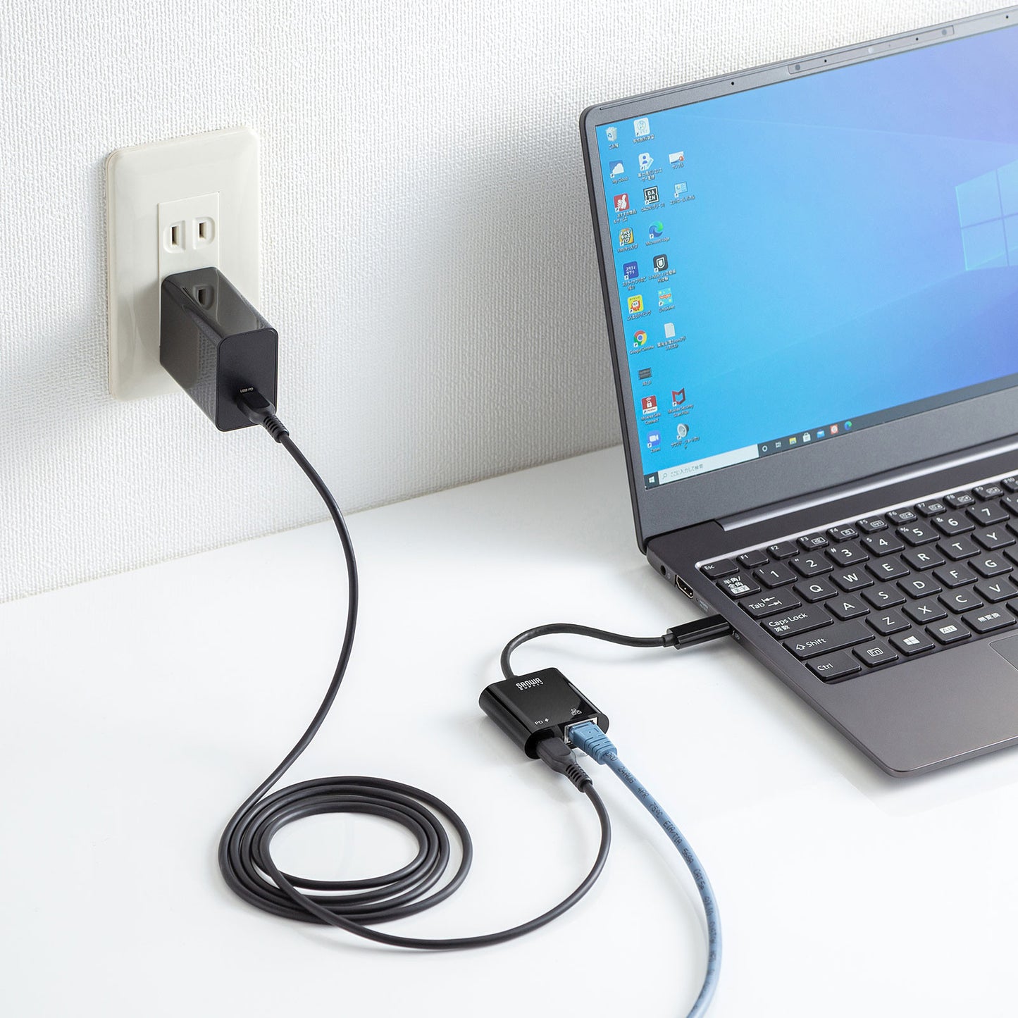 【2～3日後出荷】サンワサプライ USB-CVLAN7BK USB Type-C-LAN変換アダプタ※富士ソフト製品非対応※ PD対応 高速有線LAN接続