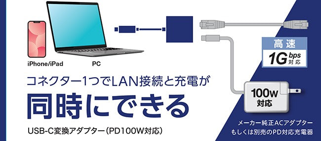 GOPPA GP-CR45H100  ブラック/ホワイト FS050W対応 高速LANアダプター 0.14m USB-C オス→メス LAN+USB-C Power Delivery 100W 対応 (給電用 USB PD対応) 3.2変換アダプタ Giga対応