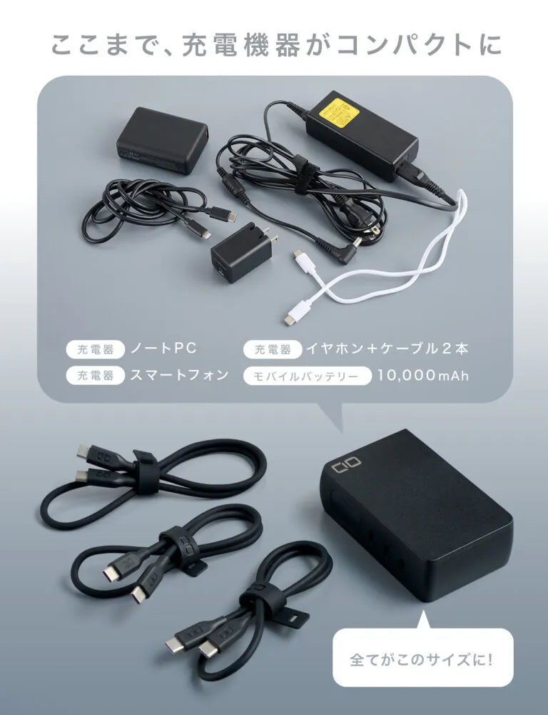 CIO  SMARTCOBY Pro PLUGⅡ67W3C モバイルバッテリー コンセント一体型 急速充電器 10000mAh USB-C×3 CIO-MB67W3C-10K-P2